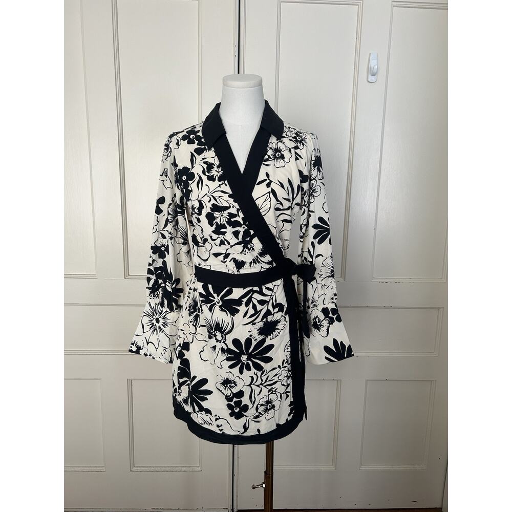 Abercrombie & Fitch Floral Mini Wrap Dress Womens Size SP Black Ivory NWT